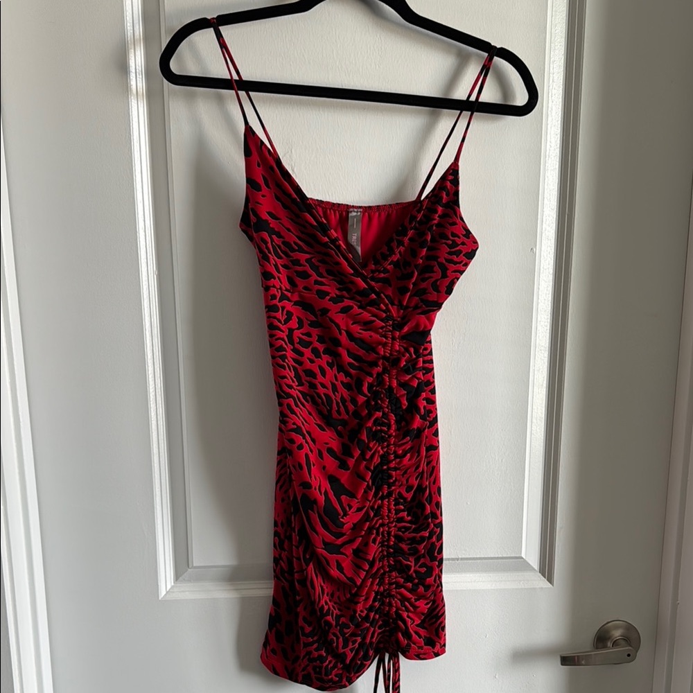 Red Mini Slip Dress with Spaghetti Straps for Night Out